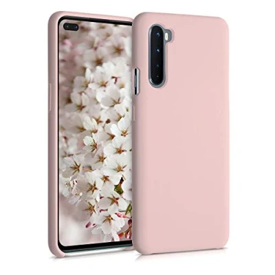 Abbildung von kwmobile Hülle kompatibel mit OnePlus Nord Silikon Handy Case Handyhülle weiche Oberfläche kabelloses Laden Altrosa