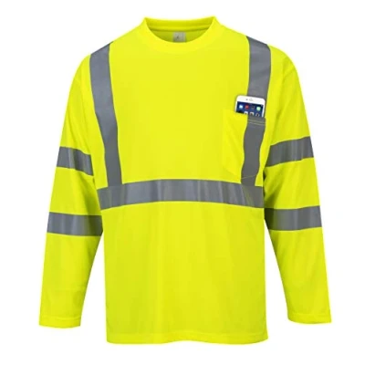 Abbildung von Portwest Warnschutz Langarm T Shirt mit Brusttasche, Größe: 4XL, Farbe: Gelb, S191YER4XL