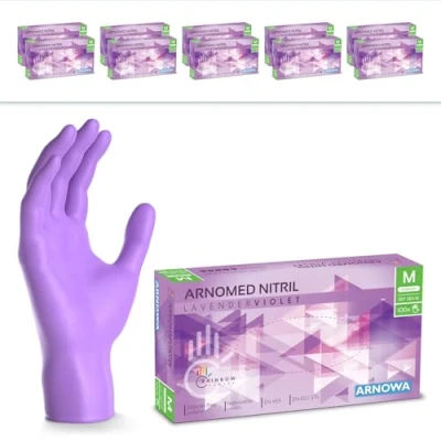 Abbildung von 2000 Stück ARNOMED Einweghandschuhe Lila, Einmalhandschuhe M, Nitril Handschuhe Einweg, Nitrilhandschuhe puderfrei, Gummihandschuhe Schutzhandschuhe, in XS, S, L, XL