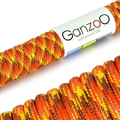 Abbildung von Ganzoo Paracord 550 Seil, Nylon Polyester, 4mm, Typ 3, 30 Meter, 7 Kernstränge, Outdoor Schnur, Allzweck Hundehalsband, Hundeleine, Armband knüpfen, Camping, Survival fire
