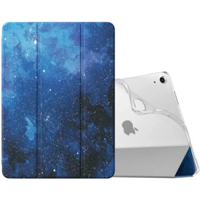 Abbildung von MoKo für iPad Air 6. Generation 11 Zoll Hülle M2 2024/iPad 5./4. Gen 2022/2020, Transluzent Matt Weich TPU Rückseite Hülle, Unterstützt Pencil Pro/2/USB C, Blau Sterne
