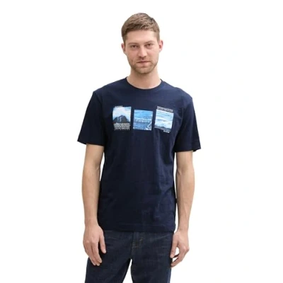 Abbildung von TOM Tailor SLUB Photo Tshirt print, Herren, Größe: XXL, Sky captain blue