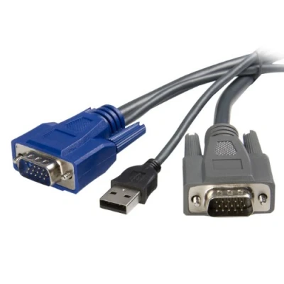Abbildung von StarTech.com 3 m ultradünnes USB VGA 2 in 1 KVM Kabel, m, Schwarz, VGA, A + Männlich/Männlich, 255 g