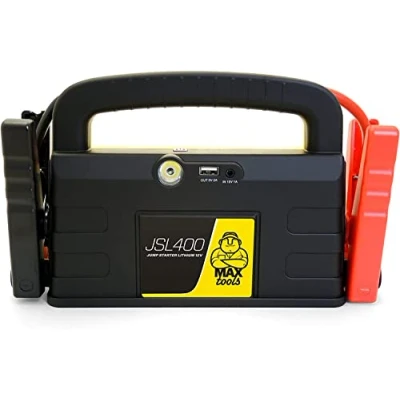 Abbildung von MAXTOOLS JSL400, professioneller 2400 A Lithium Notstarter für große 12 V Diesel und Benzinfahrzeuge, leistungsstarker sicherer Booster, Powerbank mit USB Starthilfekabel, 800A
