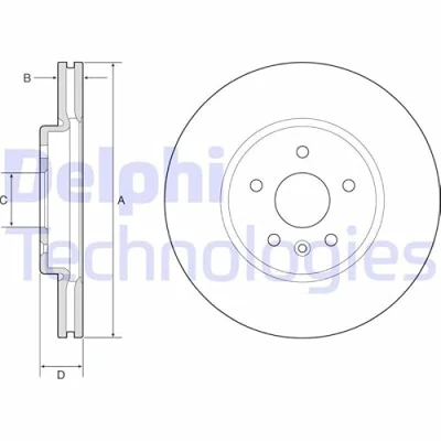 Abbildung von DELPHI BG4783C Bremsscheibe 300 26 5 Belüftet beschichtet unbehandelt ohne Radlager, ABS Sensorring OPEL: Astra K Schrägheck