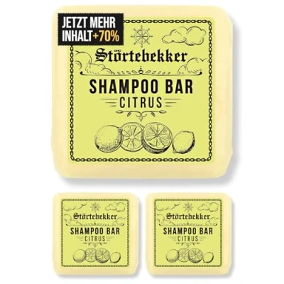 Abbildung von NEU: Störtebekker® Premium Festes Shampoo Citrus (x3) Handgefertigtes, veganes für Herren &amp; Damen Wohlduftende Duschpflege Haut und Haar Feuchtigkeits Bar