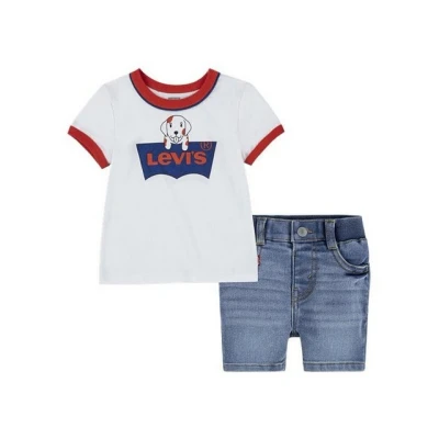 Abbildung von Levi&#039;s Batwing Ringer TEE SET Jeans Shorts für Kinder, Größe: 86, White