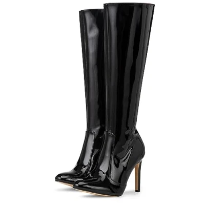 Abbildung von Michael Soul Donna Schwarz Lack High Heel Stiefel