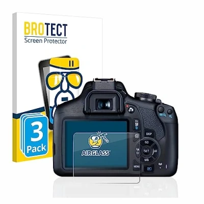 Abbildung von BROTECT Schutzglas für Canon EOS 2000D (3 Stück) Schutzfolie Panzer Folie Glas [Extrem Kratzfest 9H, Anti Fingerprint, Ultra Transparent]