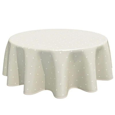 Abbildung von Wachstuch Tischdecke Abwaschbar, pflegeleicht, abwischbar, Rund 160cm, Sterne, Beige