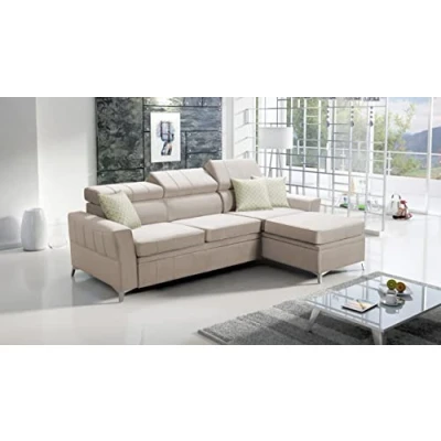 Abbildung von All4All Ecksofa mit Schlaffunktion Bari 244x174 cm Eckcouch Bettkasten Sofa in L Form Schlafsofa Klein Rechte Seite Beige Velvetstoff Modern 26