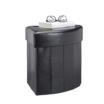 Abbildung von relaxdays Sitzhocker Eckiger Hocker mit Stauraum, Schwarz