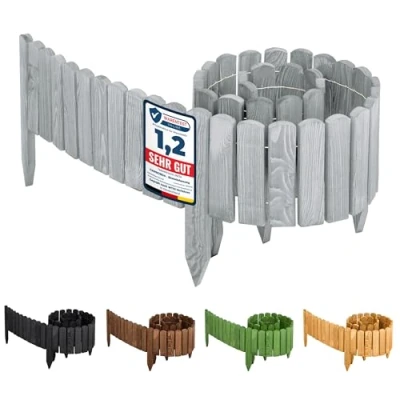 Abbildung von Garronda Rasenkante Beeteinfassung Holz Rollzaun Flexibler Rollborder Länge: 2m GD 0046
