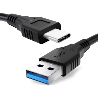 Abbildung von CELLONIC® USB Kabel 1m kompatibel für Smartphone, Handy, Smartwatch, Kopfhörer, Lautsprecher, Kamera Ladekabel C Langer Stecker Typ auf A 3.1 Gen 1 Datenkabel 3A schwarz PVC