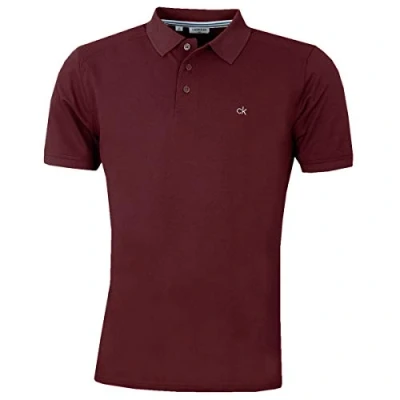 Abbildung von Calvin Klein Herren Campus 3 Knopf Kragen Polo Hemd Burgundy L