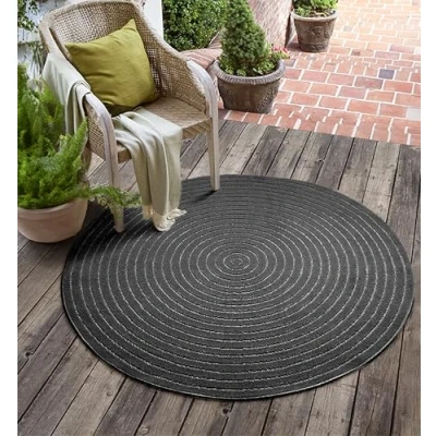 Abbildung von the carpet Santo Plus Hochwertiger Outdoor Teppich, Passend für Wohnzimmer, Schlafzimmer und terrasse, Wetterfest, langlebig pflegeleicht, Anthrazit, 120 cm Rund