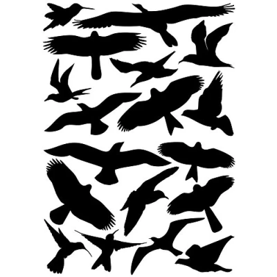 Abbildung von SUPERSTICKI 18 Vogelaufkleber für Fenster, Wintergärten, Fensteraufkleber,Glashäuser zum Vogelschutz, Warnvogel Vogel Silhouetten, Schutz vor Vogelschlag, Fensterschutz