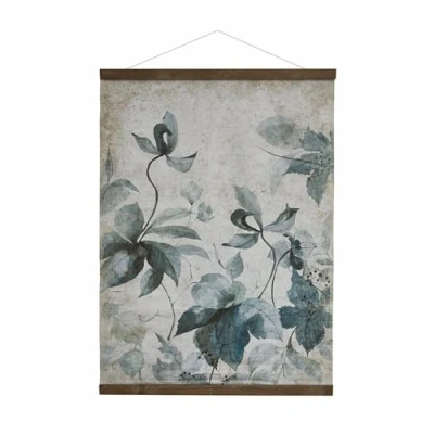 Abbildung von Loberon Bild Bessoncourt, handbedruckt, detailreiche Komposition aus Blättern &amp; floralem Design, abgetönte Farben, Vintage Charme, Wandbild, Wanddekoration, Papier, Kiefernholz, leinen/grün