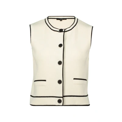Abbildung von zero MIT Kontrastpaspeln Strickjacke, Damen, Größe: 38, Patch creamblack