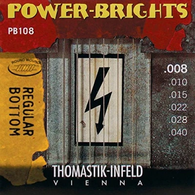 Abbildung von Thomastik 677007 Saiten für E Gitarre Power Brights Series Regular Bottom, Satz PB108 Extra Light .008 .040w