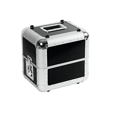 Abbildung von ROADINGER Platten Case ALU 50/50,abgerundet, sw im schwarzen Aluminiumgehäuse für 80 LPs