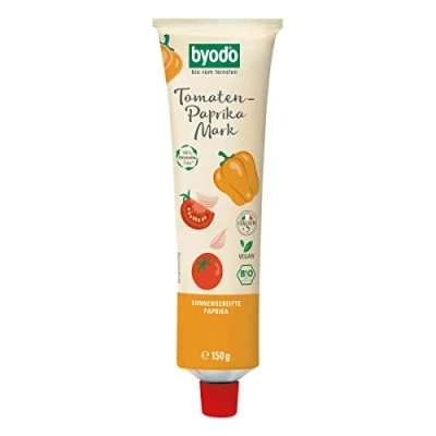 Abbildung von Byodo Tomaten Paprika Mark Doppelfrucht in der Tube 150 g 8er Pack