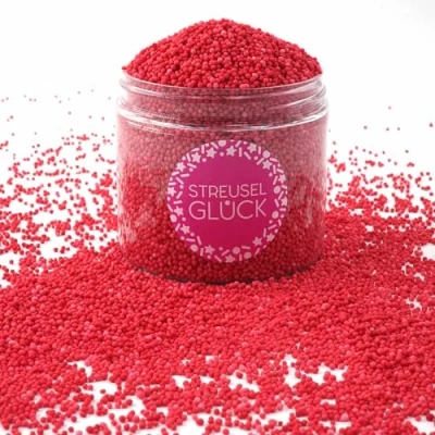 Abbildung von Streusel Glück Just Pure rot 180g Nonpareilles Zuckerperlen Zuckestreusel Kindergeburtstag Weihnachten Tortendeko Cupcakes Muffins Christmas Kuchenstreusel Plätzchen Torte