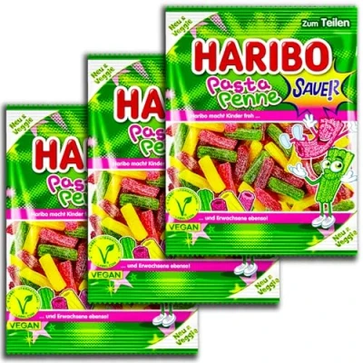 Abbildung von 3er Pack Haribo Pasta Penne Sauer vegan 3x 160g Fruchtgummi
