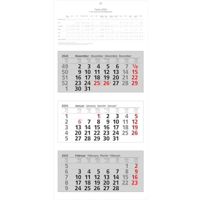 Abbildung von ADINA Monatskalender 2025 Dreimonatskalender 70x33cm mit Tagesanzeiger in Blockform