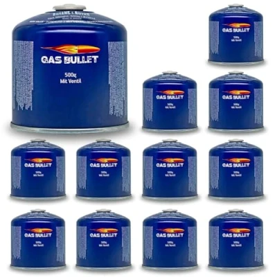 Abbildung von Gas Bullet ® Gaskartusche 500g passend für Gaskocher und Geräte mit Schraubventilanschluss EN417 Ventilkartusche Camping (2)
