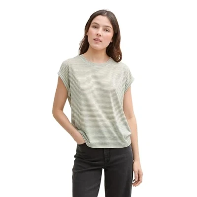Abbildung von TOM Tailor Denim MIT Streifenmuster Tshirt print, Damen, Größe: XS, Green white stripe