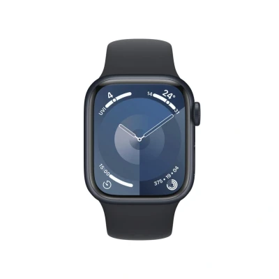 Abbildung von Apple Watch Series 9 45mm Schwarz (Schwarzes Silikon Armband M/L)