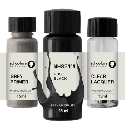 Abbildung von SD COLORS Ruse Black NH821M Ausbesserungslack, 15 ML, Reparatur Pinsel, Farbcode (Farbe + Grundierung Lack)