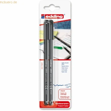 Abbildung von edding 1200 Fasermaler fein schwarz Packung mit 2 Stiften Rundspitze 1 mm Filzstift zum Zeichnen und Schreiben für Schule, Mandala