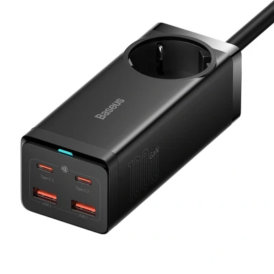 Abbildung von Baseus Schnellladegerät Fast Charge mit USB C Kabel 65W Schwarz