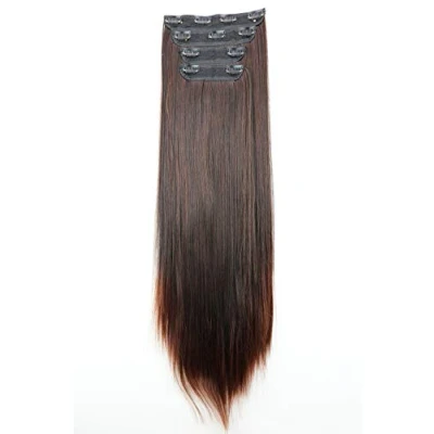 Abbildung von CAISHA XXL 60cm 4 Teile Set CLIP IN EXTENSIONS Haarverlängerung Haarteil Voluminös Glatt Dunkelbraun CES309