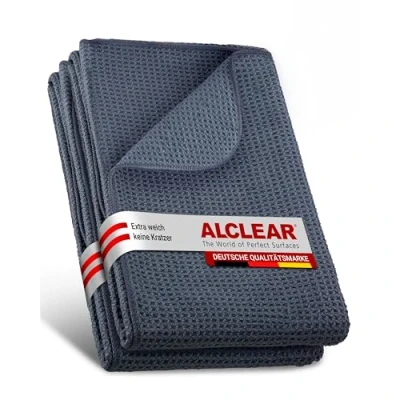 Abbildung von ALCLEAR 820901M_2 Mikrofasertuch, XXL Trockentücher Auto 2 St. 80x55 cm, saugstark, kratzfrei, fusselfrei, streifenfrei, für Lack, Glas, Kunststoff Designed in Germany Autopflege &amp; Handwäsche