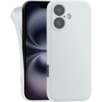 Abbildung von MyGadget Hülle kompatibel mit iPhone 16 robuste Handyhülle TPU Case Slim Silikonhülle Back Cover Kratzfest Schutzhülle Matt Weiß