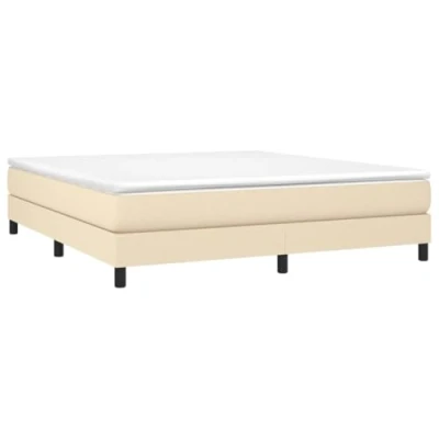 Abbildung von vidaXL Bettgestell, Polsterbett Bett für Schlafzimmer, Bettrahmen mit Lattenrost, Schlafzimmerbett Doppelbett, Creme 180x200cm Stoff