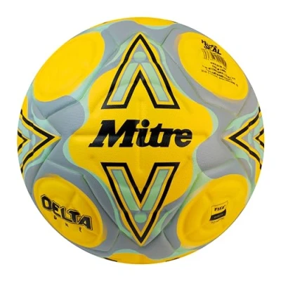 Abbildung von Mitre Delta Fußball sehr langlebig verbesserte Genauigkeit und Konsistenz, Gelb/Schwarz/Grau (Fluo Gelb/Schwarz/Kreisgrau), 5