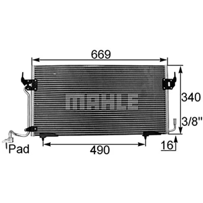 Abbildung von MAHLE ORIGINAL AC 206 000S Klimakondensator ohne Trockner 670mm CITROËN: Berlingo / First I, PEUGEOT: Partner I Combispace