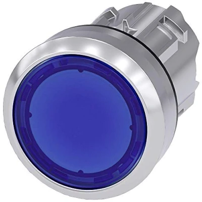 Abbildung von Siemens SIRIUS ATC Taster 22 mm rund Metall/A glänzend blau Taste galvanisiert
