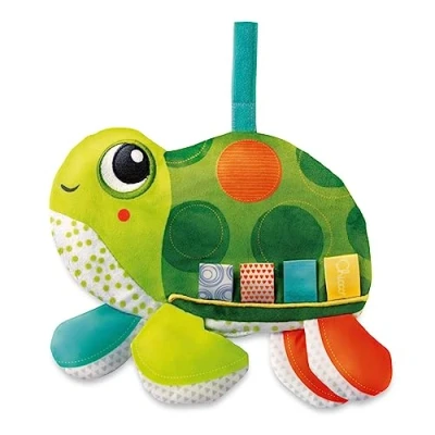 Abbildung von Chicco Molly, die Schildkröte, weiches und buntes Stoffspielzeug, Verschiedene Stoffe zur Förderung der taktilen Fähigkeiten, mit Klettverschluss, waschmaschinenfest, Kinderspielzeug 0 18 Monate