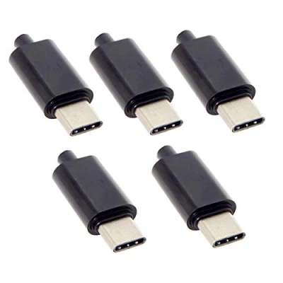 Abbildung von chenyang CY DIY 24Pin USB Typ C Stecker OTG Host Type 5.1k Widerstand mit schwarzem Gehäuse Abdeckung 5 Stück