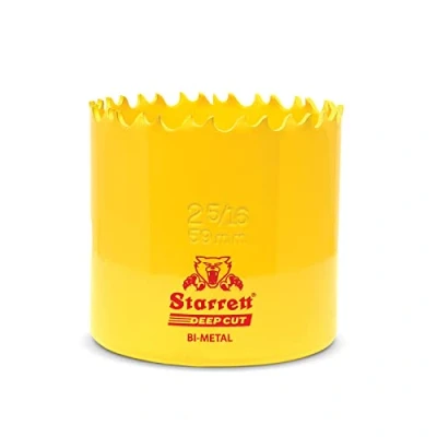 Abbildung von Starrett Tiefschnitt Lochsäge DCH0256 Hochleistungs Bimetall mit zusätzlichen Kobalt HSS Zähnen für Metalle, Holz, Gusseisen, Glasfaser Kunststoffe 59 mm