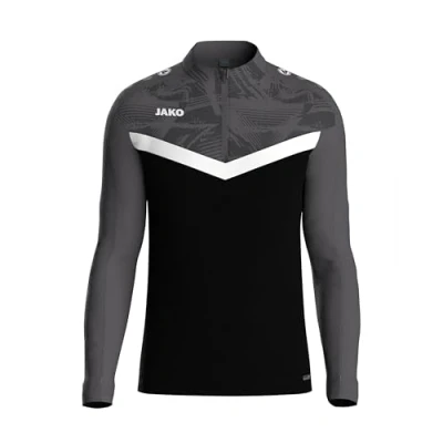 Abbildung von JAKO Ziptop Kinder Unisex Iconic Gr. 164 Schwarz/Anthrazit Atmungsaktives Sport Sweatshirt für mit Keep Dry Funktion und wärmender, weicher Fleece Innenseite