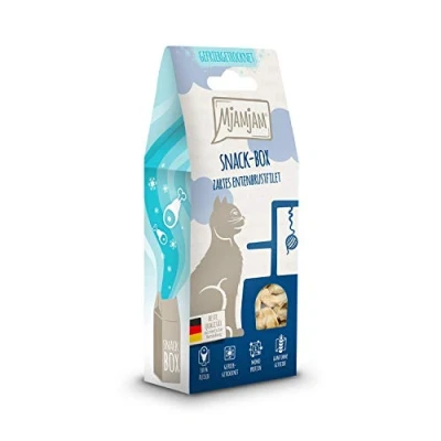 Abbildung von MjAMjAM Premium Katzensnack Snackbox zartes Entenbrustfilet, 1er Pack (1 x 40 g), naturbelassen ganz ohne synthetische Konservierungsstoffe