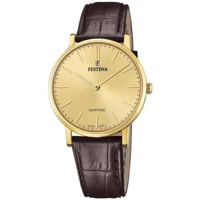 Abbildung von Festina Quarzuhr Swiss Made, F20016/2, Armbanduhr, Herrenuhr, Damenuhr, Lederarmband, Saphirglas
