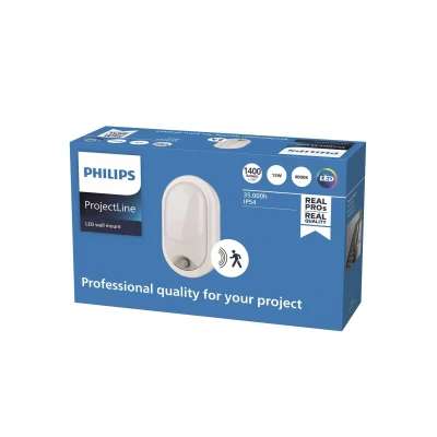 Abbildung von Philips ProjectLine Wandleuchte, oval, 1400lm, 4000K, mit Sensor, weiß