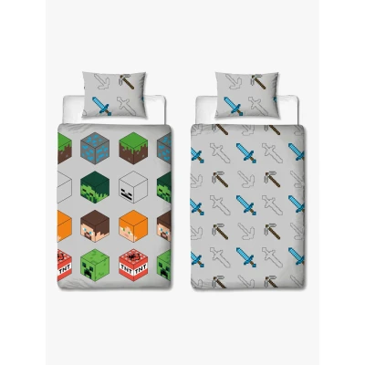 Abbildung von Minecraft Pixel Bettwäsche 140 x 200 cm